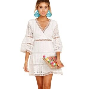 Entro eyelet lace White dress Womens Size 6 Coquette Cottage Feminine Bridal